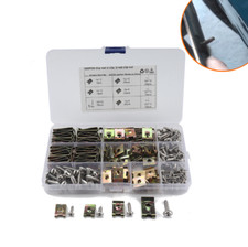 200pcs U Metal Nuts No.6 8 10 12 Clips with Fasteners Flange Self Tapping Screws