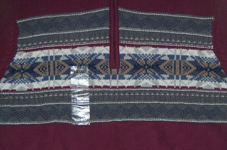 NWT Mens IZOD Main Street Cottage 1/4 Zip Snowflake Sweater Size XL Fig MSRP $70 - Image 2 of 4