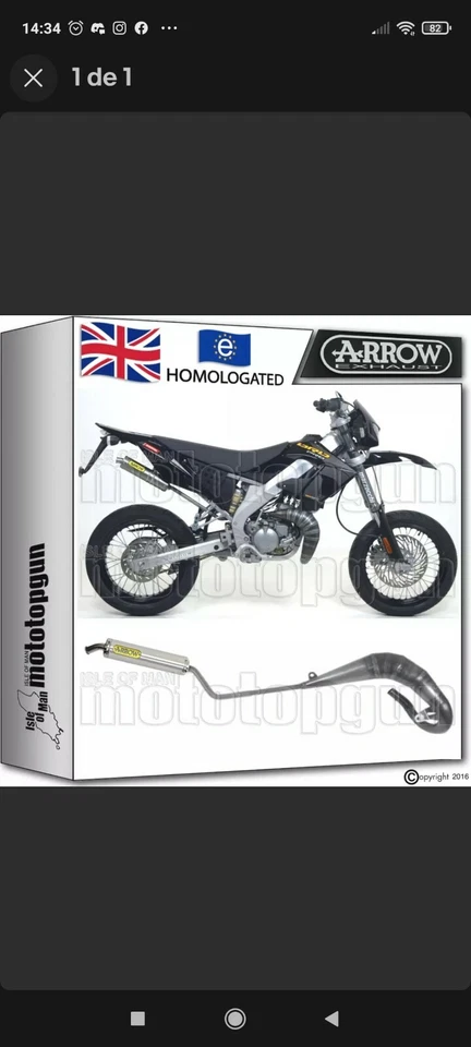 ARROW ESCAPE COMPLETO NOCAT HOMOLOGADO ROUND TITANIO DERBI DRD PRO 50 SM 2006 06 - Imagen 2 de 2