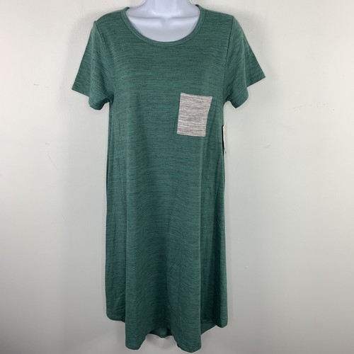 Lula Roe Womens T Shirt Dress sz S Green Short Sleeve Round Neck Stretch NEW - Picture 11 of 17