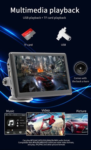 7" Wireless Wifi/BT Android Auto Touch Screen Portable Apple Carplay w/ Remote - Picture 9 of 22