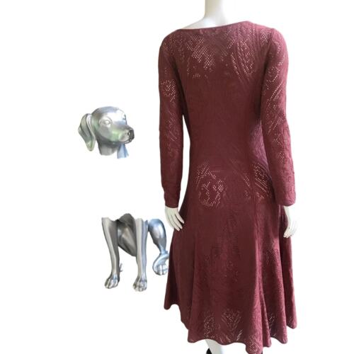 Peruanische Verbindung gehäkelt Pima Baumwolle lila rosa langärmeliges Kleid Damen M - Bild 3 von 10