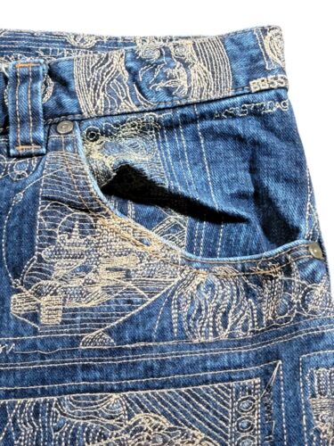 *LESEN* Vintage Y2K Member’s Property Embroidered Money Jeans 36x32 Baggy Hip Hop - Bild 13 von 15