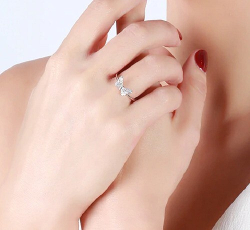 1.50 Ct round Lab-Created Diamond Butterfly Birthday Ring 14k White Gold Finish - Picture 3 of 9