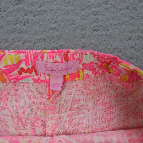 Lilly Pulitzer Little Liza Shorts Youth Girls 12 Pink Sun All Over Print Pull On - Picture 7 of 10