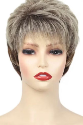 Shiela Unit - Short Dark Brown Mix Blonde pixie Cut Wig With Bangs