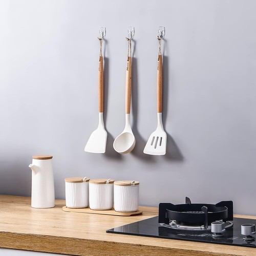 30 Small Hooks+40 Removable Strips, Clear Wire Hanger Hooks, Damage-Free - Picture 5 of 8