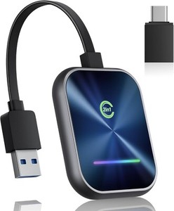Upgraded 2-in-1 Wireless CarPlay&Android Auto Adapter-Convert Wired to Wireless