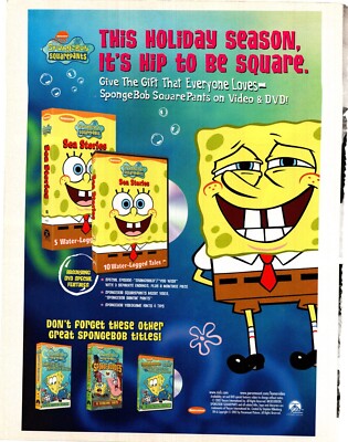 PTP100 MAGAZINWERBUNG 11X8'' SPONGEBOB SCHWAMMKOPF AUF VIDEO & DVD
