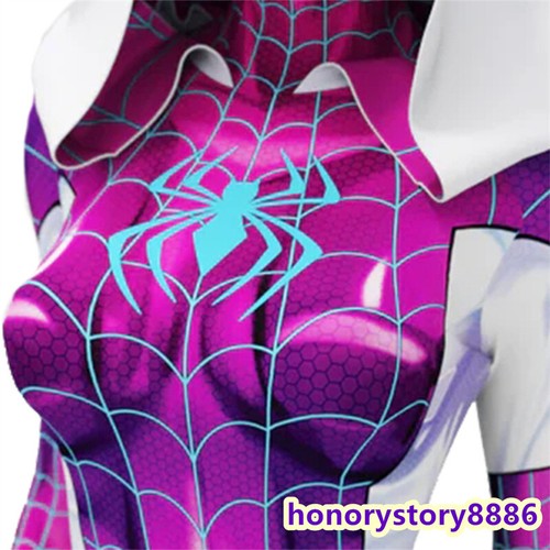 Spider-Man Gwen Stacy Tights Bodysuit Zentai Jumpsuit Halloween Cosplay Clothing - Picture 6 of 9