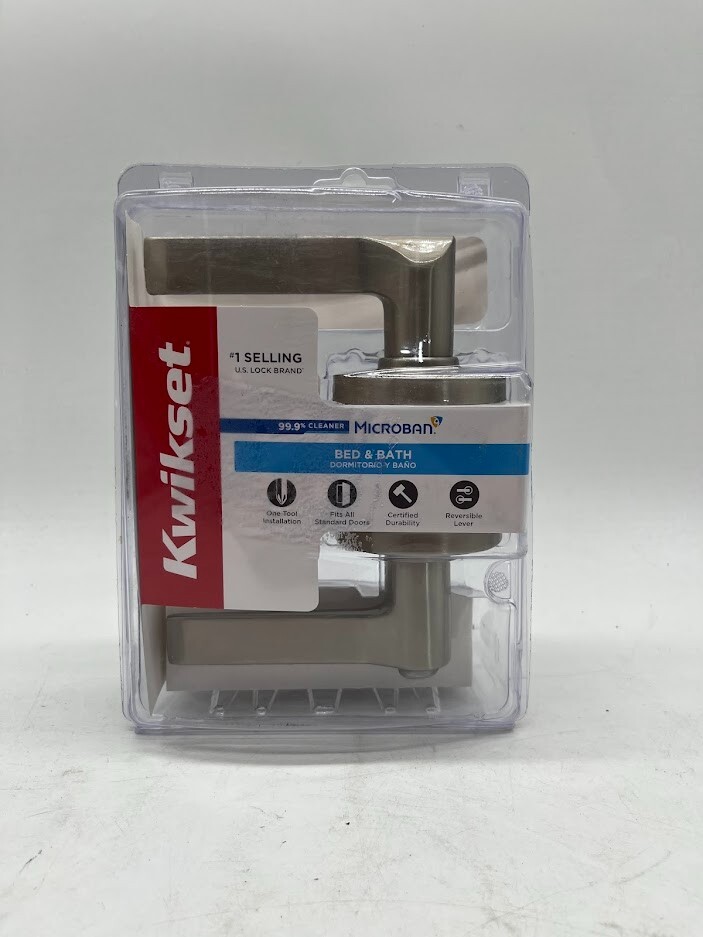 Kwikset Hollis Round Rose Satin Nickel Privacy Bed/Bath Door Lever