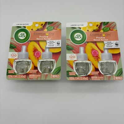 Air Wick Plug In Scented Oil 2pk Refill, Peach & Sweet Nectar Limited Edition x2