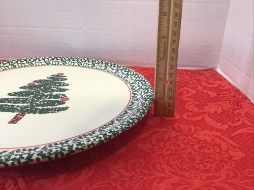 Furio Home Christmas Tree Green Sponge Paint - Italy - 12.5" serving platter - Picture 7 of 9