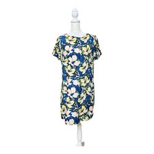 J.Crew Women’s Size 6 Floral Shift Dress Blue Green Yellow Short Sleeve