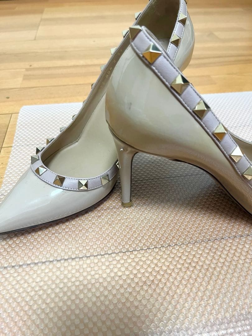 Valentino Garavani Pumps Heel Studded Leather Beige EU39/US9 116183c thumbnail 5