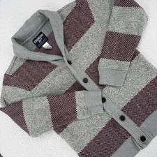 Oshkosh B Gosh Shawl Collar Sweater Boys 14 Gray Burgundy Striped