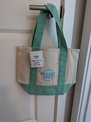 New Trader Joe's Spring Release Mini Canvas Tote Bag - Mint - Limited Edition
