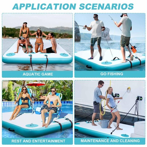 Aufblasbares Schwimmdock, Luftplattform Mehrpersonenschwimmen Wassermatte mit - Bild 5 von 5