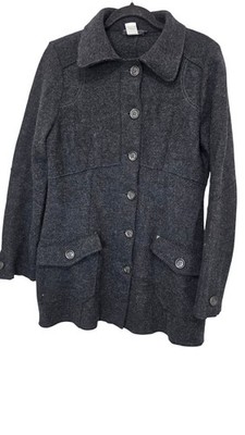 New Man Women's Grunge Charcoal Gray 100% Wool Coat Made In Bulgaria Size M