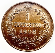 Italy 1 Centesimo 1908 (R) - Victor Emmanuel III - KM#35  210/37
