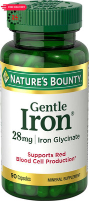 Nature's Bounty Gentle Iron 28 mg Capsules, 90 Count 90 (Pack of 1)