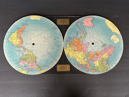 Gousha Global Map 1939 Vintage World Map with Rotating Globe Disks - Picture 10 of 14