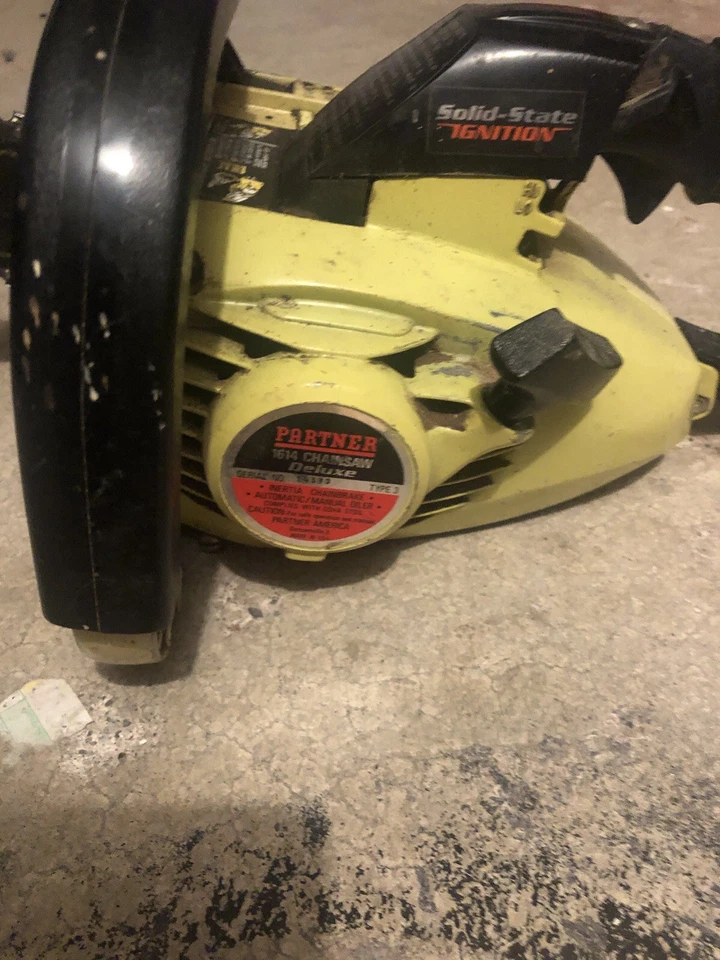 "Motosierra vintage PARTNER modelo 1614 Deluxe barra de 14"" para piezas buena compresión" Foto 2 de 4