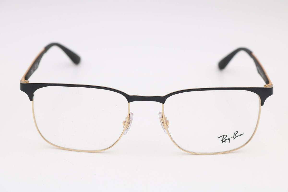Ray-Ban Rb6363 2890 Polished Black On Gold Square Eyeglasses 