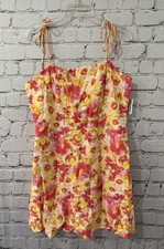 Old Navy Linen Blend Sundress XL Floral Smocked Dress Tie Shoulder Straps New