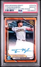 2024 BOWMAN DRAFT CHROME PROSPECT AUTO ORANGE WAVE TYSON NEIGHBORS 23/25 PSA 10