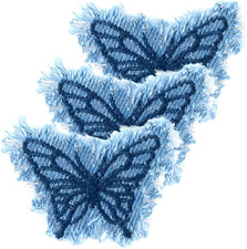 3pcs Denim Butterfly Iron On Patches Blue 198x153in Embroidered Applique Repair