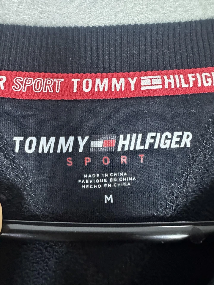 Tommy Hilfiger Sudadera Deportiva Mujer Mediana Negra Roja Blanca Cuello Redondo Pullover Foto 3 de 4