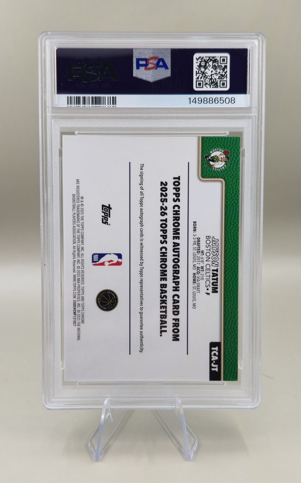 2025-26 Topps Chrome Jayson Tatum Gold Geometric Auto /50 PSA 9 MINT Celtics 🔥 view 2