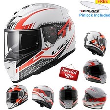 LS2 FF390 Full Face Motorbike Motorcycle Helmet Pinlock W/ Sun Visor Red Orange
