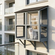 Outdoor Catio, 2-Tier Cat Perch, Weatherproof, 44lb Capacity, 40"x21"x55"