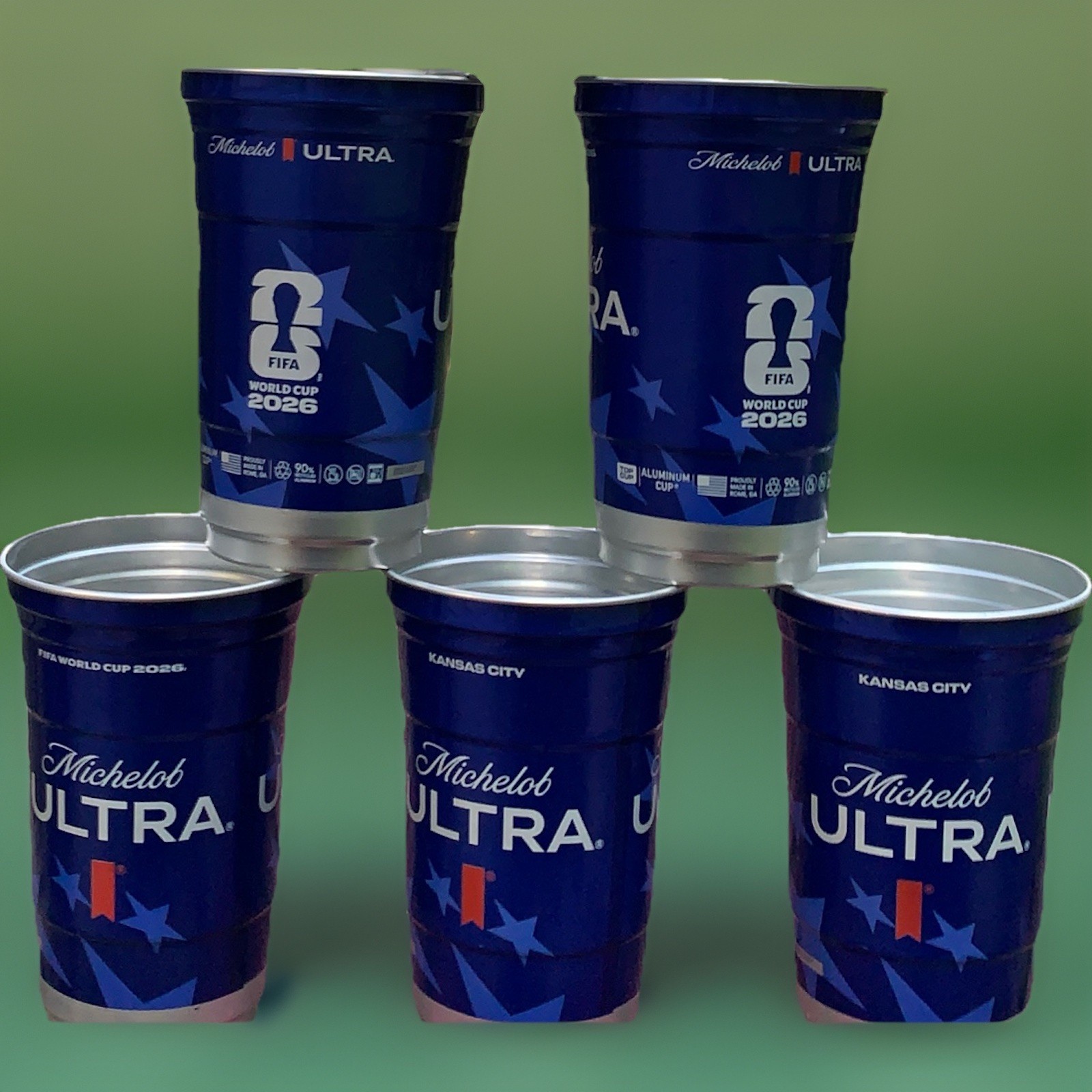 Set of 5 2026 FIFA World Cup Michelob Ultra Aluminum Souvenir Cups Kansas City