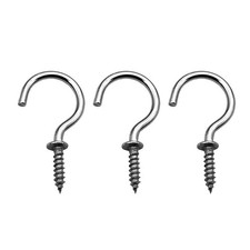 60 Pcs 304 Stainless Steel Screw Ceiling Hooks 1 Inch Cup Hook Screw-In Light