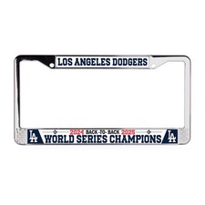 LA Dodgers Back to Back 24-25 World Series Champions 3D Chrome License Plate