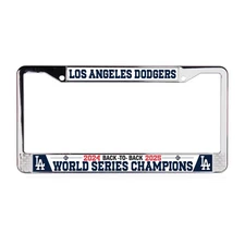 LA Dodgers Back to Back 24-25 World Series Champions 3D Chrome License Plate