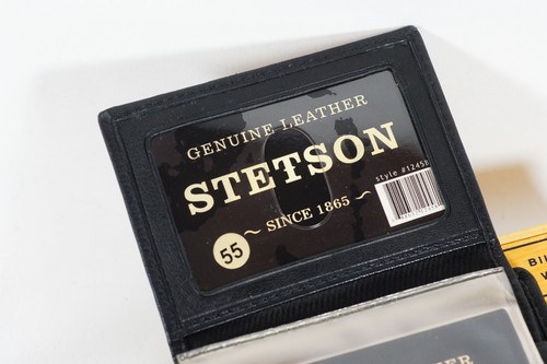 Stetson Bifold Wallet Men's Black Leather Wood Presentation Box 12458 - Afbeelding 7 van 10