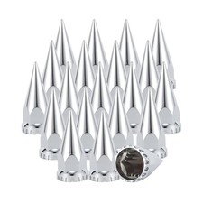 Lug Nut Covers 33mm 4-3/4" Spike Push-on Nut Covers ABS 20 Pack Silver-4 3/4"