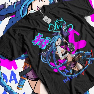 Jinx Arcane T-Shirt Japanese Best Trend Anime Cartoon Jinx Arcane Black Shirt