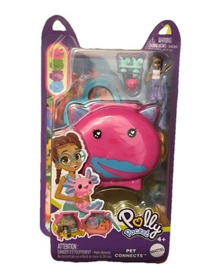 Polly Pocket Pet Connects Pink Axolotl Compact New