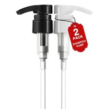 Shampoo Pump Dispenser 2 Pack Black White Liter Measurement 33.8 oz Shampoo