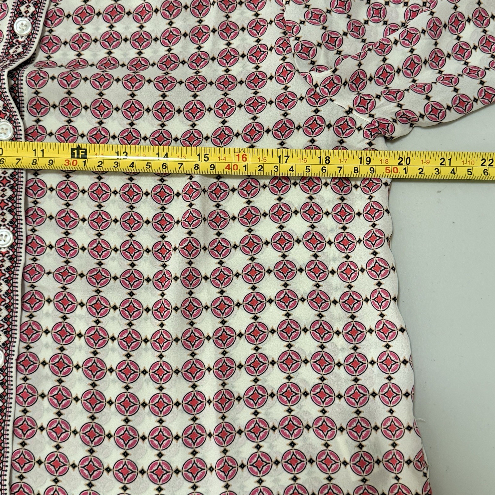 Max Studio Long Sleeve Button Up Blouse Pink Geom… - image 4