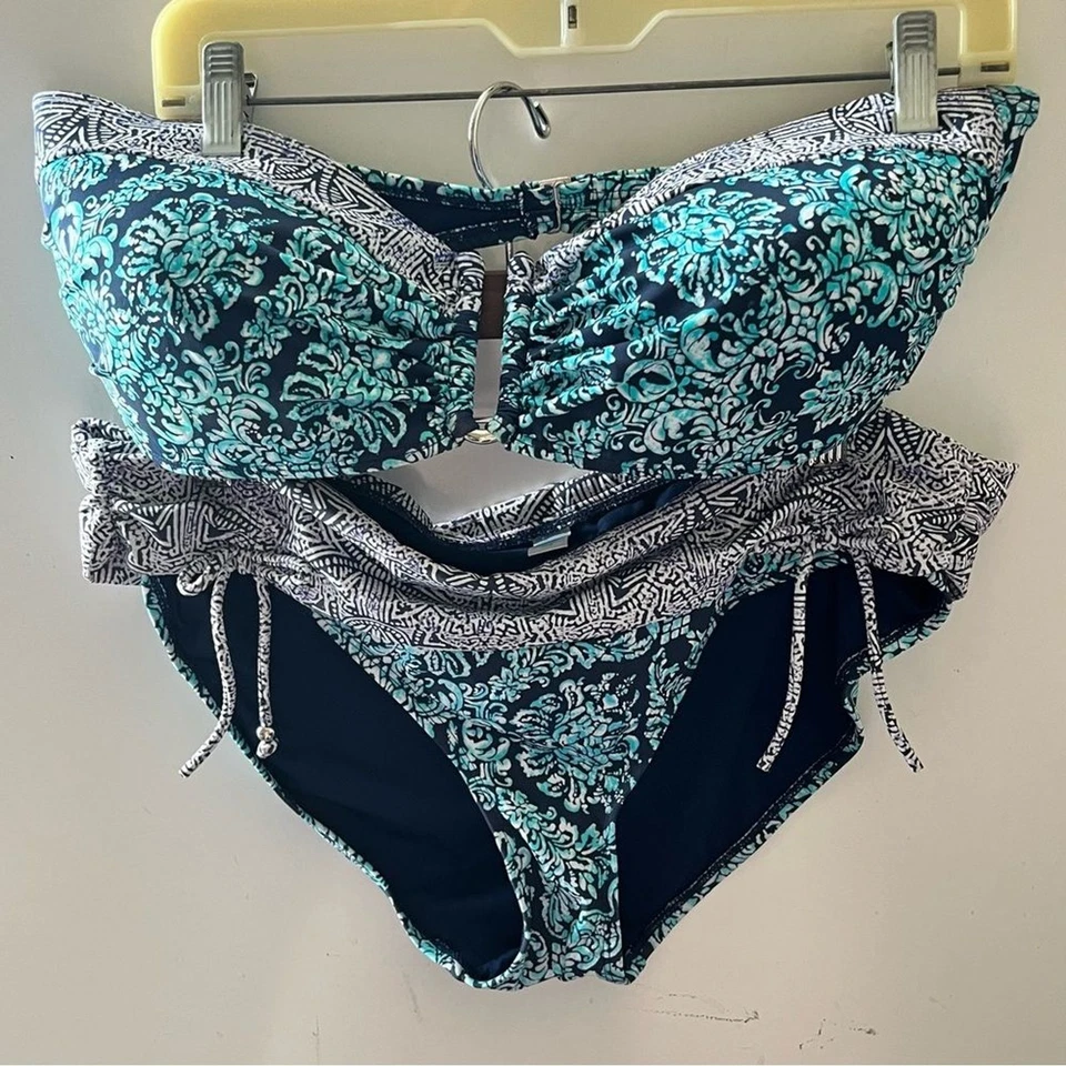 Bikini Tropical Escape azul y blanco con corte clásico Foto 3 de 4