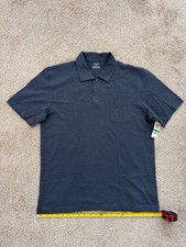 Alfani Men Polo Modern Shark Gray Short Sleeve 100 Cotton Shirt - Size L