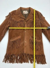 Vintage Sears Leather Shop Western Jacket Men’s 38Brown Leather Suede Fringe 70s