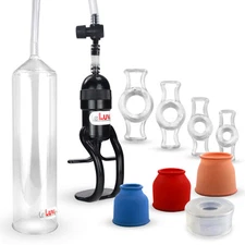 LeLuv Penis Pump EasyOp Zgrip with 3 Sizes, Clear Sleeves and 4 C. Rings