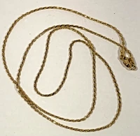 14k Solid Gold Solid Rope Chain 20 Inch 1.25 mm One repair spot last 2 pics.